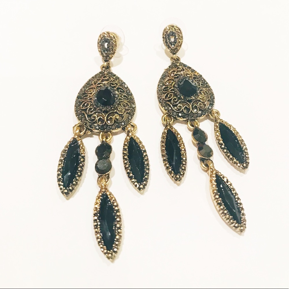 Pretty antique gold & silver dangling earrings - Picture 4 of 8